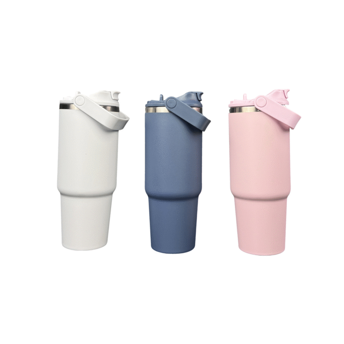 29oz/880ml stainless steel car insulated water bottle, double drinking mouth coffee cup, handle for easy carrying - Image 5