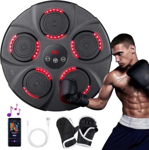 Music Boxing Machine with Boxing Gloves, Home Smart Bluetooth Boxing Equipment, Boxing Machine Wall Mounted, Rechargeable Boxing Training Equipment, Music Boxing Machine for Adults
