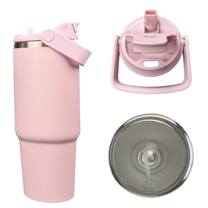 29oz/880ml stainless steel car insulated water bottle, double drinking mouth coffee cup, handle for easy carrying - Image 6