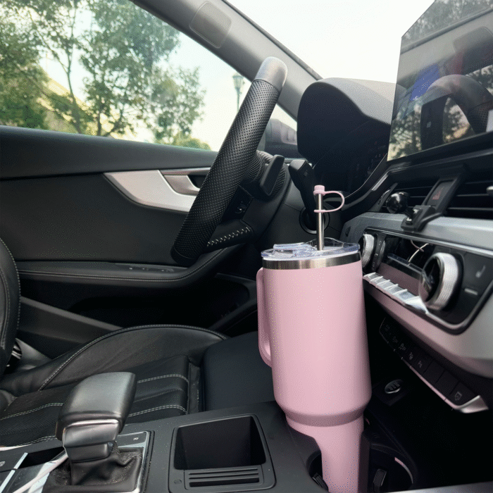 40oz/1200ml stainless steel car-mounted thermos water bottle, stainless steel straw, PP handle for easy carrying - Image 4