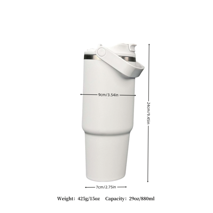 29oz/880ml stainless steel car insulated water bottle, double drinking mouth coffee cup, handle for easy carrying - Image 7