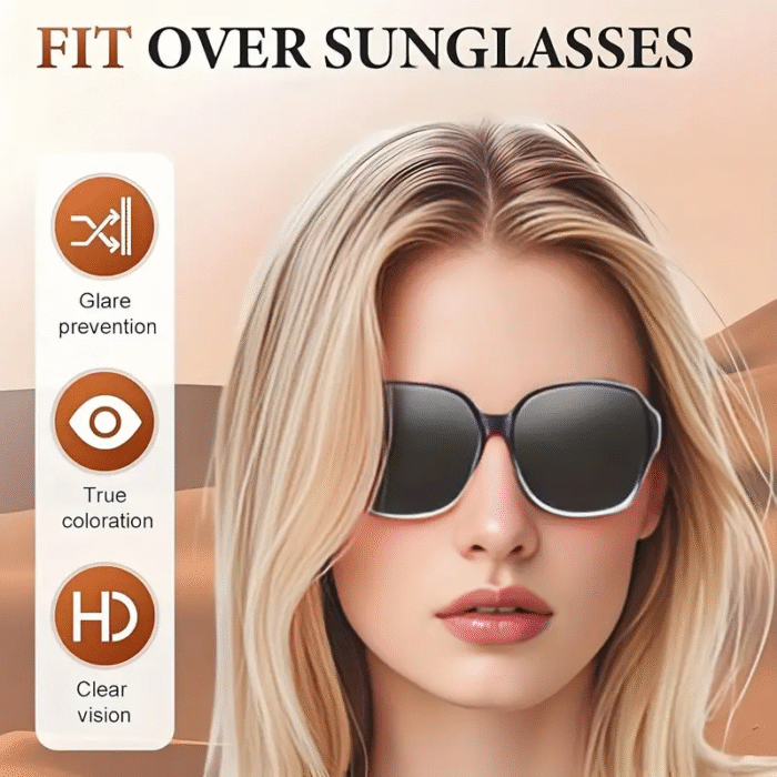 Dual-Use Clip-On Fashion Glasses - Crystals, Stylish Rectangular Design, Unisex, Driving Accessories, Eyewear Accessories - Image 9